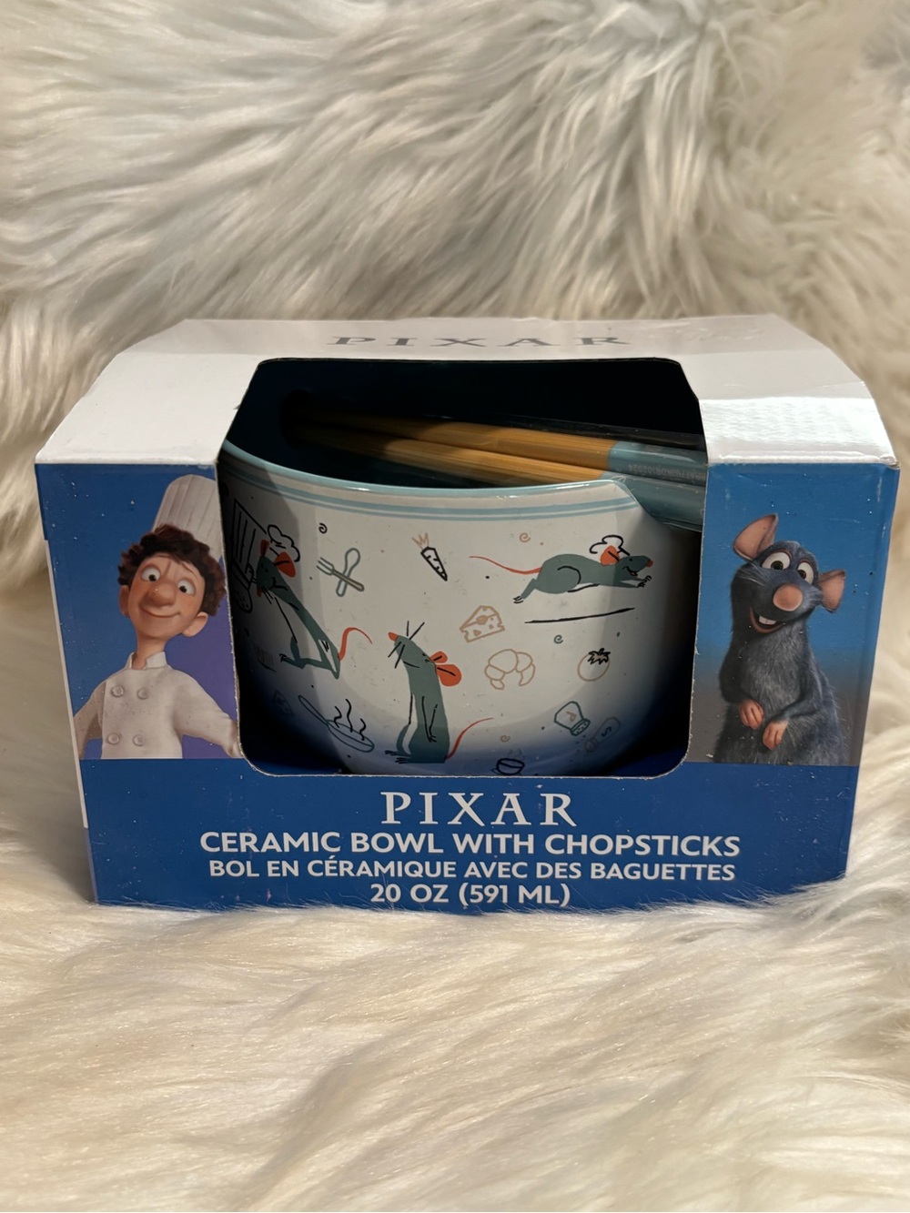 Disney Pixar Ratatouille Remy Ceramic Ramen Noodle Bowl with Chopsticks20 Ounces